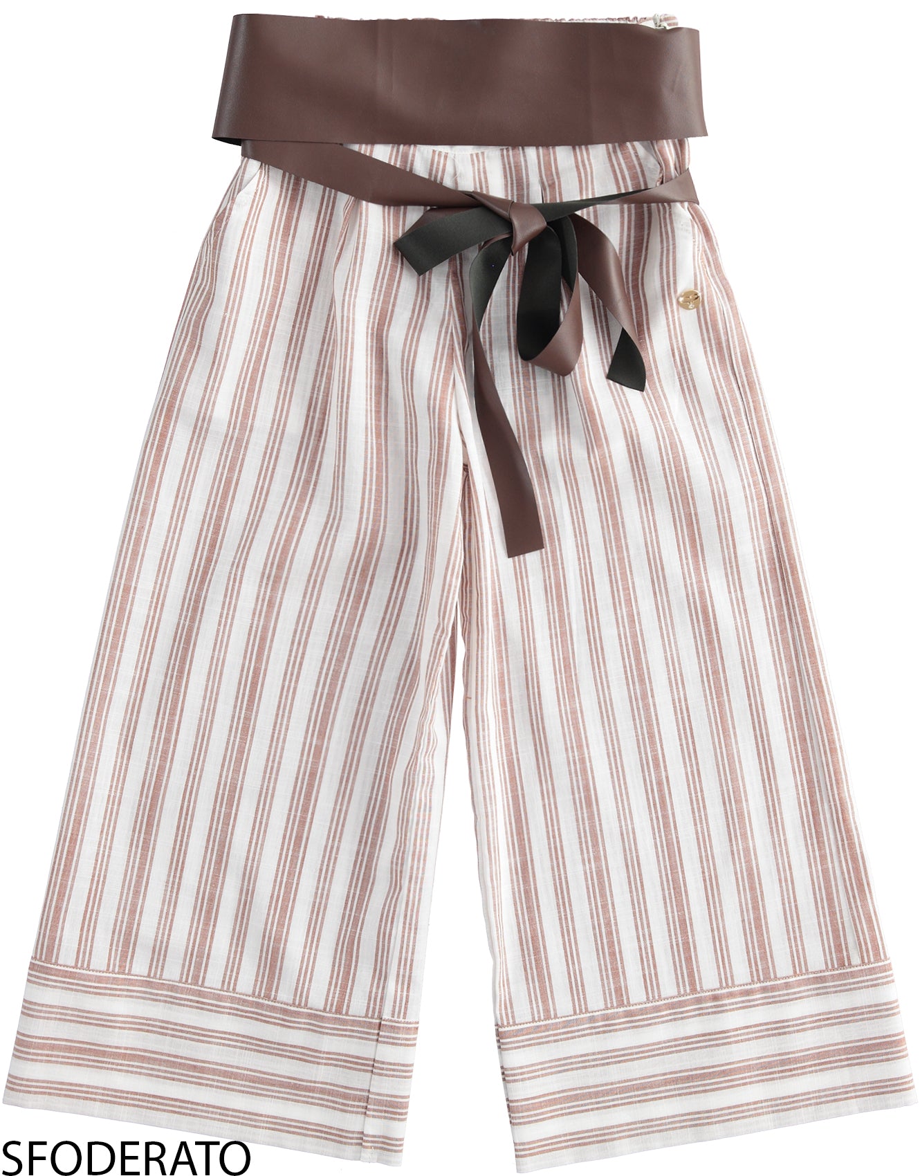 Pantalone in lino con fascia in seta/cotone