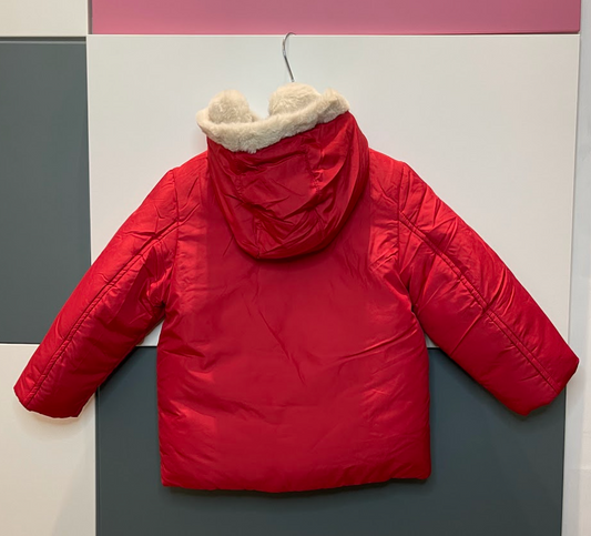 Giubbino reversibile, rosso/azzurro con orecchie sul cappuccio