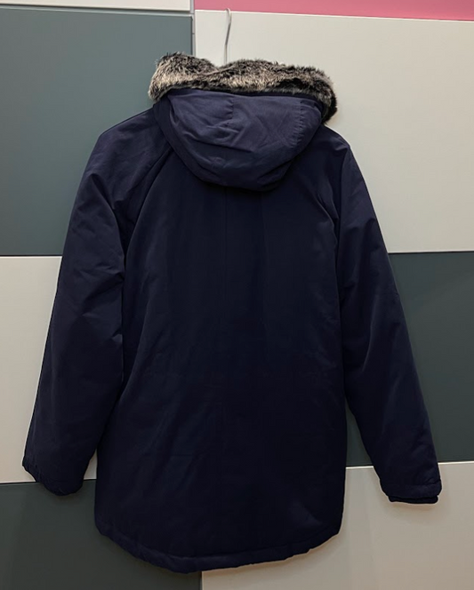 Parka blu timberland con cappuccio peloso (che si può togliere)